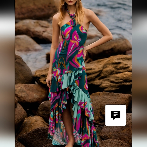 PatBO Dresses & Skirts - PatBO Aljezur Vibrant High Low Halter Dress Sz.0 NWT